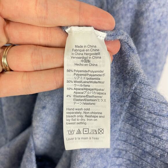 J. Crew | Blue Wool & Alpaca Blend Turtleneck Sweater in Supersoft Yarn - Picture 6 of 6